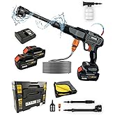 Dager AQUA FORCE 21V K&ouml;m&uuml;rs&uuml;z Şarjlı Y&uuml;ksek Basın&ccedil;lı Yıkama Makinesi Seti | &Ccedil;ift 4.0 Ah Ak&uuml; + K&ouml;p&uuml;k Haznesi + Mikrofiber Havl