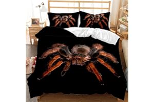 EHAOKK Set di biancheria da letto ragno rosso ragno nero peloso, copripiumino ragno 3 pezzi, copripiumino ragno 3D, set di biancheria da letto animali per bambini(A, 220 x 240 cm)