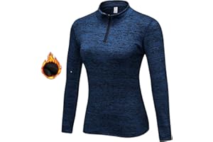 WOWENY Fleecepullover Damen 1/4 Zip Funktionsshirt Fleece warm Laufshirt Langarm mit Stehkragen, Atmungsaktive Langarmshirt Sportshirt Fitness Shirt Hoodies Outdoor Winter