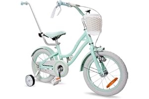 sun baby Heart Bike Vélo pour Une Fille 12 14 16 Pouces, Vélo Enfant 2-6 Ans, avec Barre de poussée, Panier, Sonnette