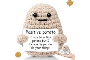 Esshogo Mini patata positiva, Idea Regalo Originale e Motivazionale, Positive Potato Knitted,Mini Positive Potato con Carta Ispiratrice per Amici Regalo di Festa di Compleanno, Cachi