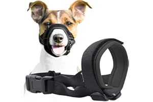 GOODBOY Gentle Muzzle Guard for Dogs - Prevents Biting and Unwanted Chewing Safely – New Secure Comfort Fit - Soft Neoprene Padding – No More Chafing – Training Guide Helps Build Bonds with Pet (Grey, L)