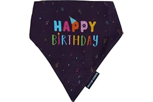 Mutt of Course cotton Happy Birthday Dog Bandana, wine, L, 1 Count