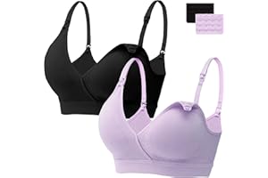 HBselect 2 Pcs Schwangerschafts Still BH Nahtloser Still-BH mit zusätzlichen BH-Verlängerungen Stillen und Schlaf Ohne Bügel für Damen