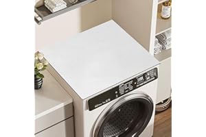 KOOLYOUTH Waschmaschinenauflage 60x60 cm, Universal Waschmaschinenabdeckung, Rutschfest Waschmaschinenbezug, Antirutschmatte Waschmaschine, Staubschutzabdeckung für Waschmaschine, Trockner, Deckelschutz (Weiß)