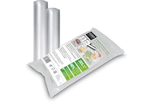 CASO 4 estrellas Rollos de bolsas de vacío para alimentos Gofradas | 20 x 720cm | todo tipo envasadora al vacío, muy fuertes y resistentes a los desgarros, 150µm, Sin BPA | 2 Rollos