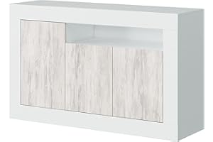 Dmora Credenza a Tre Ante, Colore Bianco, cm 144 x 87 x 43