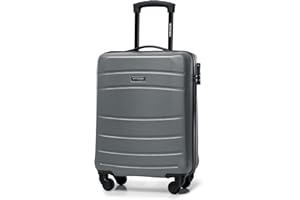 WITTCHEN Cabin Trolley Maletas de Mano de Ruedas pequeña Carcasa rígida ABS con 4 Ruedas Spinner Cerradura de combinación Asa telescópica Globe Line Gris Ryanair/Vueling/Iberia/Iberia Express