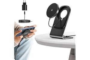 BHHB Mag Safe Ladegerät mit ständer, 15W Magnetische Wireless Charger/Kabellose Ladestation Kompatibel mit iPhone 15/15 Pro/15 Pro Max, iPhone15/14/13/12 Serie, für AirPods 2/3/Pro - Schwarz