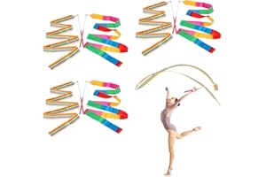 UICCVOKK Gymnastics Ribbon Artistic Streamer Dance Ribbons Baton Twirling Ribbonon Gym Dance Ribbons for Kids Ribbon Wand Gymnastic Ribbons on Sticks Baton Twirling Circus Dance Ribbons…