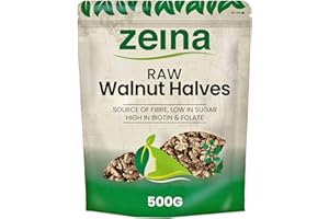 ZEINA LOVE OUR FOOD Zeina Raw Walnut Halves (500g) - Naturally Gluten Free Vegan Approved Low Sugar Walnut Halves, Premium Healthy Nut Snacks, Used in Home Baking, Cooking or Salad Toppings