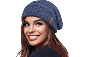 TOSKATOK Gorro de Invierno de Punto Holgado cálido para Mujer con Gorro de esquí con Forro térmico de Terciopelo Supersuave