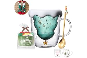 Binoster tazas lindo de Navidad Taza, Taza de té, taza de leche Vasos de los vidrios de doble pared con aislamiento Lentes taza de espresso para mujeres, hombres, niño, oficina