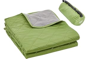 VEVOR Camping Blanket, Large Warm Stadium Blanket, Waterproof & Windproof, 330GSM Polyester Fleece, Flame Retardant, Great for Outdoors, Picnics, Hiking, Sports Events, Travel, 82" x 55", Bicolor