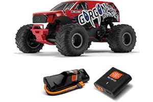 ARRMA 1/10 Gorgon 2WD RTR Monster Truck - Mega 550 14T Bürstenmotor, Spektrum SLT2 2.4GHz, inkl. 3300mAh NiMH Akku & S120 USB-C Ladegerät - Rot