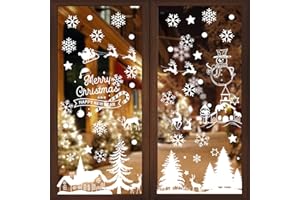 DIYDEC Christmas Window Stickers, 9 Sheet Reusable Christmas Snowflake Stickers Double Sided Xmas Window Decals Static Reindeer Snowman Window Clings for Christmas Window Decorations