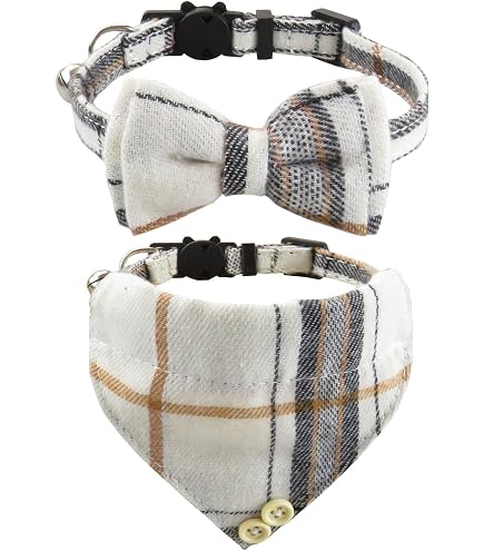 Katzenhalsband Mit Fliege & Glöckchen – Sicheres Breakaway-Halsband, Verstellbar 18–30 Cm, 2er Set