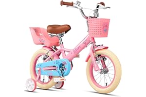 Glerc SASHA 12 14 16 20 Inch Kids Bike for Age 2-12 Years Old Little Girls Toddlers Retro Vintage Style Children Bicycles with Doll Bike Seat & Stabilisers