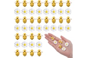 Molain Lot de 50 petites abeilles et marguerites décoratives en résine - Accessoires de bijoux de dessin animé - Couronne de gâteau
