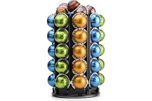 Bagoo, Supporto per cialde Nespresso Vertuoline, rotazione di 360 gradi, con supplemento centrale addizionale, contiene più di 40 capsule