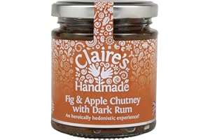 Claire's Handmade - Fig & Apple Chutney with Dark Rum (200g) - Great Taste Award Winning Luxurious Chutney, Perfectly pairs with Cheese, Suitable for Vegetarian, Vegan & Gluten Free Diets, GMO Free