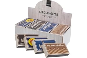 Posten Anker Retro Streichhölzer, 8 x 48er Maxi Pack, 10cm XL, Design Zündhölzer für Zuhause, Gastronomie und Werbegeschenk, Kaminhölzer 384 Stück