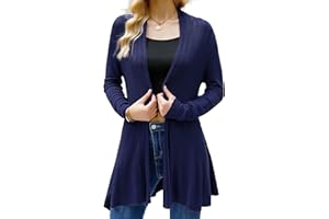 iClosam Gilet Femme Long Drapé Ouverte Devant Tricot Décontracté Veste Femme Longue Cardigan Léger Long Femme Manches Longue