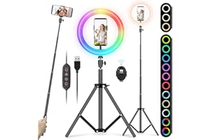 YISSVIC Aro de Luz 10" Anillo de Luz con Trípode Control Remoto 168 LED 3 Modos de Luz y 26 RGB Modos, para Móvil TIK Tok Maquillaje Youtube Vlog Selfie Fotografía ect.
