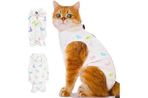 CGLRybO Cat Professional Recovery Suit for Abdominal Wounds or Skin Diseases, E-Collar Alternative for Cats, After Surgery Wear, Pajama Suit