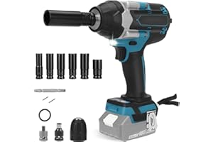 JUDANNA 1000Nm Akku Schlagschrauber Ersatz für Makita 18V, 1/2 Zoll Akku Drehschlagschrauber, Bürstenlosen Motor, Hoher Drehmoment, 6 Stecknüsse (14/17/18/19/21/22mm) (ohne Akku/ohne Ladegerät)