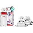 Luvlap Anti-Colic Natura Flo Teat/Nipple for Wide Neck Bottle, 4pcs, Fast Flow, 6m+ & LuvLap Anti-Colic Wide Neck Natura Flo Baby Feeding Bottle, 250ml, New Born/Infants/Toddler Upto 3 Years, BPA Free
