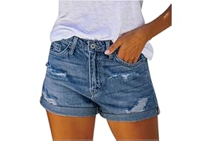 GENERIC Jeans Shorts Damen Zerrissene Kurze Hose Damen Sommer Destroyed Jeansshort High Waist Sexy Low Denim Shorts Slim Stretch Grosse Grössen Lose Jeansshorts Bermuda Übergröße Hotpants Strandshorts