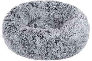 BVAGSS Letto per Cani Gatti, Pelosa Rotondo Lettini in Peluche Morbida Cuscino Antiscivolo Lavabile per Gatti e Cani di Piccolo Media Taglia XH062 (Diameter:40cm, Gradient Grey)