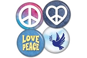 4 Button Love & Peace Set Pin 37mm Buttons Anstecker Kiwikatze Frieden