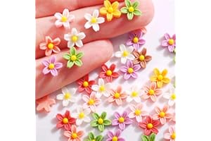 BelleVive 50 Pieces Flower Miniature Resin, Mini Decorated Flowers, 3D Colourful Flower Decoration, for Miniature Dollhouse Accessories, Mini Landscapes, Nail Art, DIY Decoration, Nail Pendant