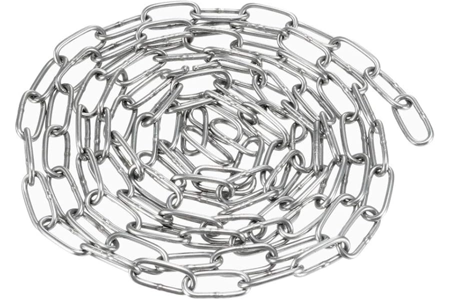 sourcing map Stainless Steel 304 Hardened Proof Coil Chain 1m Length 1.2mm Thickness Zinc Plated