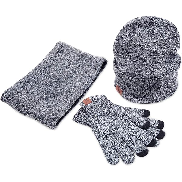 TAGVO Kinder Winter-Set 3in1 - Mütze Mit Ohrenschutz, Loop Schal & Touchscreen Handschuhe Für Mädchen/Jungen 4-10 Jahre