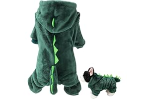 TMLIFEHY Dog Hoodie, Warm Dinosaur Hoodie for Dogs, Coral Fleece Green Dinosaur Costume for Small Medium Dogs, Comfortable Breathable Dog Costume Cosplay Sweater Winter Coat (M)