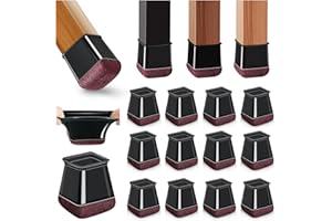 YOZON 20 Piezas Protectores Patas sillas cuadradas, Protectores de Suelo de Silicona para Patas de Silla, Tapas de Silicona para Patas de Silla con Fieltro (Negro, Fit 20-26mm)