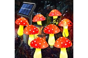 Abkshine Set of 8 Solar Mushroom Lights Garden Outdoor Decor, 8 Modes Waterproof Garden Ornaments for Lawn Gardening Pathway Landscape Yard Easter Pathway Fence Christmas Halloween Decorations(Red)
