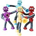 SANTALON Bendable Robot Figures, Flexible Robot, Telescopic Suction Cup Robot Toy, Pop Tubes, Fidget Tubes Sensory Toys for Girls Boys (Multicolor) (4 Pieces)