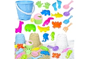 YongnKids 19Pcs Kids Sand Toys Set, Snow Toys Snowball Make Christmas Birthday Gifts, Beach Toys with Bucket and Spade and Animals Molds, Great for Summer Winter Outdoor Games Play Sand and Snow