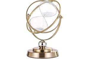 SuLiao Clessidra con sabbia da 60 minuti, rotazione a 720°, orologio vintage con sabbia bianca antica, orologio vintage con sabbia 60 minuti, 1 Hora Reloj De Arena, grande clessidra in metallo un'ora