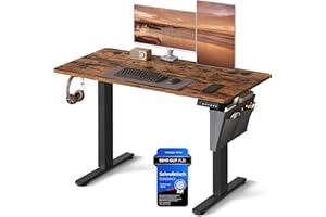 ‎SONGMICS SONGMICS Höhenverstellbarer Schreibtisch elektrisch, 120 x 60 cm, Verstellbarer Tisch, Memory-Funktion für 4 Höhen, für Büro, vintagebraun LSD132K01