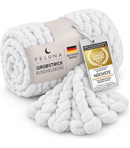 BWBG Grob Decke Gestrickte Kuscheldecke White, Grobstrick Wolldecke Strickdecke 6cm Breit Gestrickt Tagesdecke Überwurf Sofa Decke Zuhause Dekor Geschenk- 80x100cm Küche, Haushalt & Wohnen