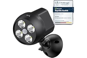 NICREW Lampe extérieure avec capteur de mouvement Imperméable à l'eau, Projecteur led avec capteur sans fil, Lumière extérieure de Sécurité pour escalier, couloir, jardin, terrasse