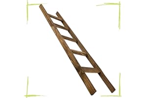 ‎KISTENKOLLI ALTES LAND Obstkisten Online Wooden Ladder with Rungs as Towel Rail, White, Wall Decoration, Lamp Holder, Trellis - Decoration for Indoor and Outdoor Use (Brown Ladder 165 cm)