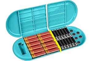 Linkidea Custodia per batterie con tester, Organizer portatile per batterie AA 12, Scatola per batterie a strato singolo (Blu)