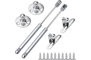 MOXYOY 2PCS Gas Strut, 100N Hydraulic Hinge Lid Support Hinge Slow Close Shock Absorber Arm for Kitchen Cabinet Door, Toy Box Lid, Silver
