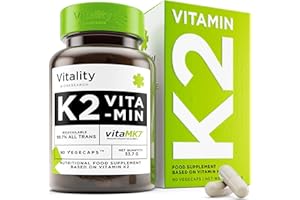 VITALITY BIORESEARCH Vitamin K2 MK7 200mcg, K2 Vitamin Supplement for Men and Women, Vitamin K2 MK-7 Supports Heart Health, Bones, Joints and Immune System, Vegan, VIT K2, Vitamin K - 90 Vitamin K2 Capsules